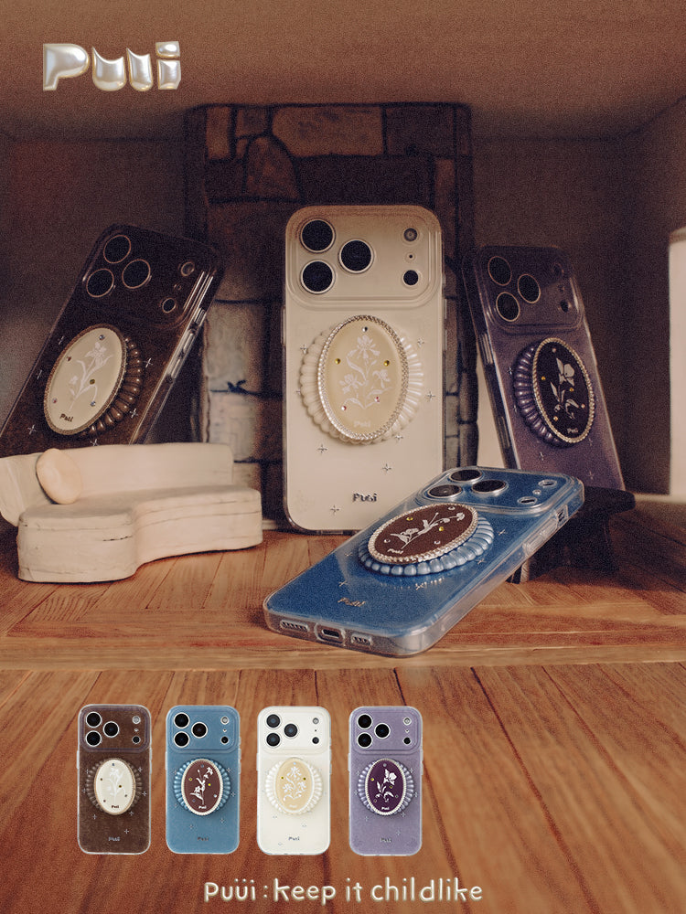Puui. Ceramic Bottle Notes Series Full-Cover Magnetic Phone Case and Magnetic Grip iPhone 17/18 Pro Max