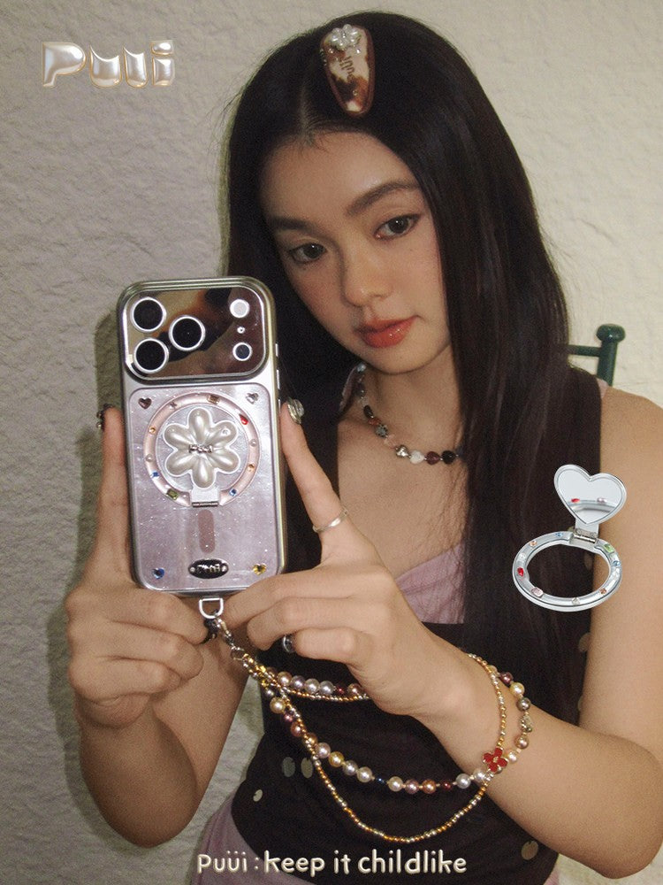 Puui. Luster Satin Full-Cover Magnetic Phone Case and Magnetic Grip iPhone 17/18 Pro Max