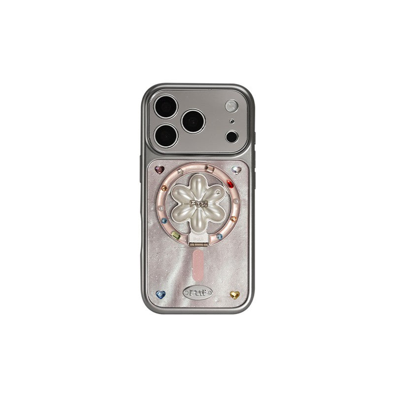 Puui. Luster Satin Full-Cover Magnetic Phone Case and Magnetic Grip iPhone 17/18 Pro Max
