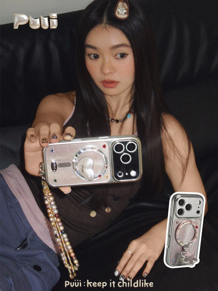 Puui. Luster Satin Full-Cover Magnetic Phone Case and Magnetic Grip iPhone 17/18 Pro Max