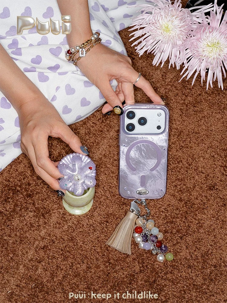 Puui. Misty Starlight Full-Cover Magnetic Phone Case and Magnetic Grip iPhone 17/18 Pro Max
